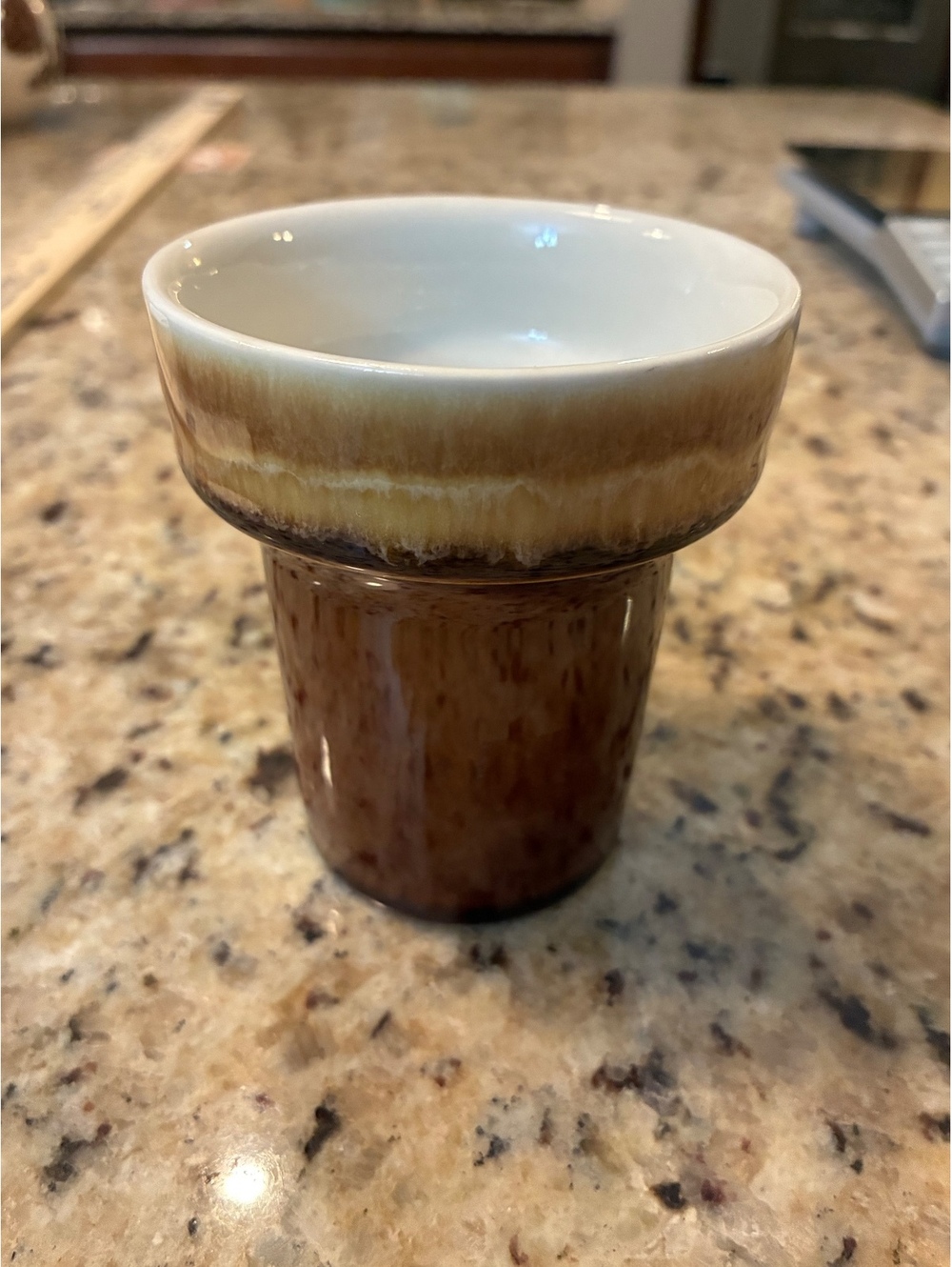 Hall pottery brown drip glaze cup 2810